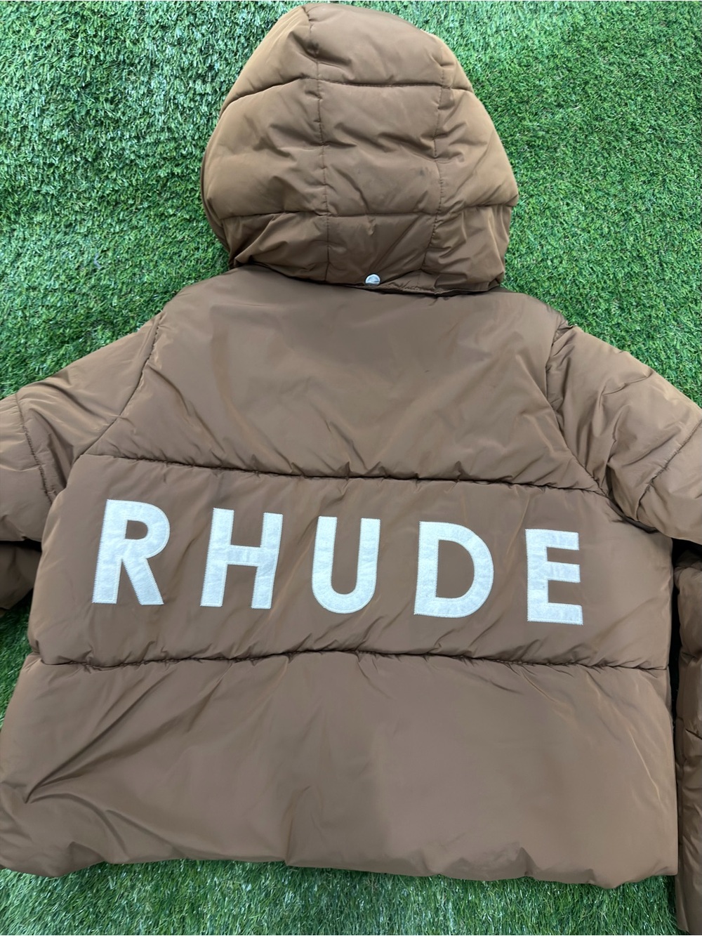 Rhude Brown Cropped Puffer Jacket